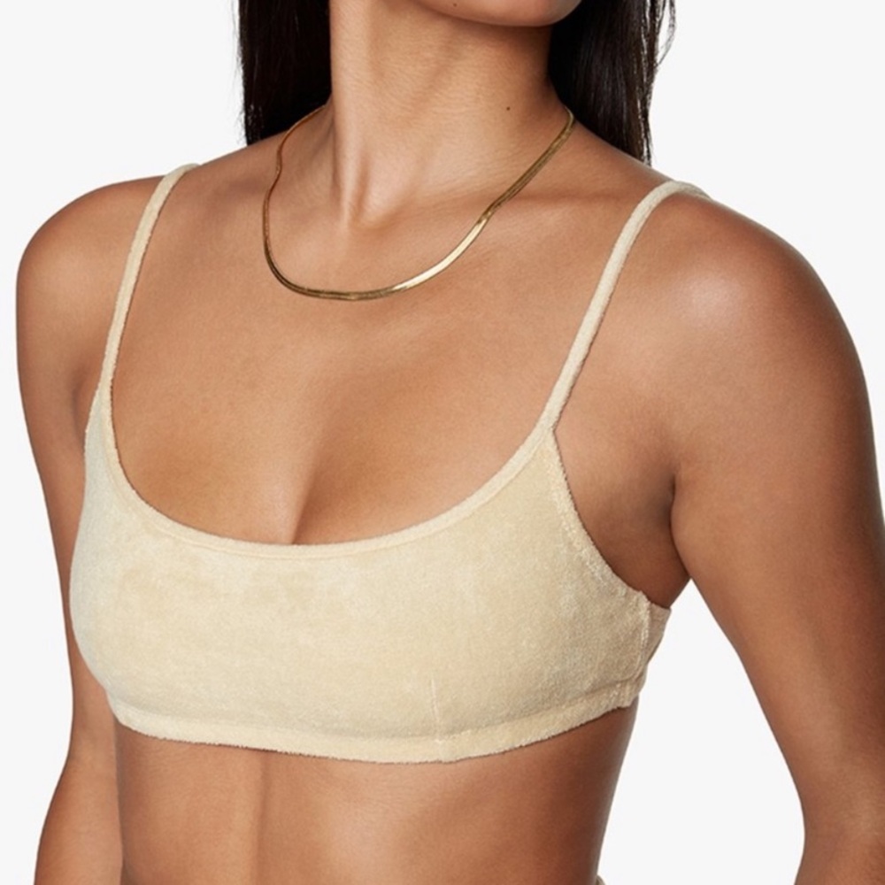 We Wore What by Danielle Bernstein Terry Bra Top Sz L **NWT*** Taupe color.